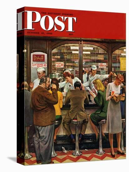 "Lunch Counter," Saturday Evening Post Cover, October 12, 1946-John Falter-Premier Image Canvas