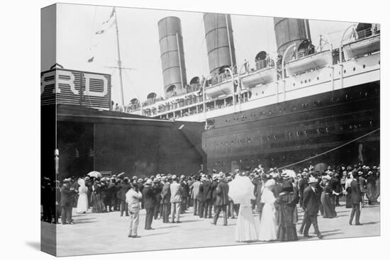 Lusitania at New York Dock-null-Stretched Canvas