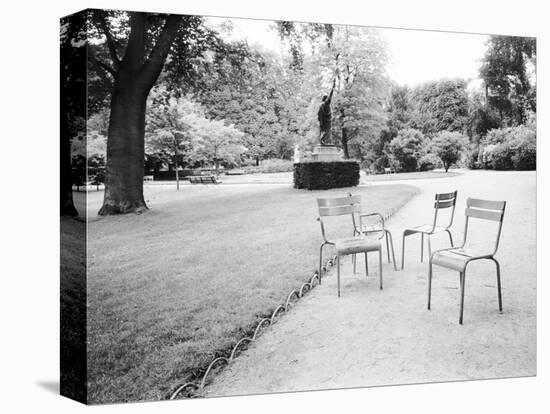 Luxembourg Gardens Statue of Liberty and Park Chairs, Paris, France-Walter Bibikow-Premier Image Canvas