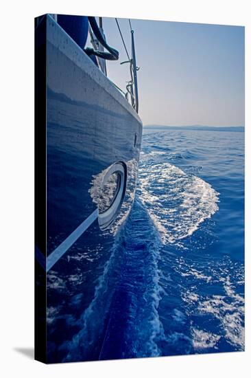 Luxury Navy Blue Sail Yacht is Sailing on High Speed in a Blue Sea with Waves Reflected in a Smooth-Artem Avetisyan-Premier Image Canvas