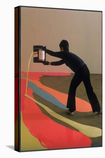 Lynda Benglis Painting a Floor Latex and Pigments at the University of Rhode Island-Henry Groskinsky-Premier Image Canvas