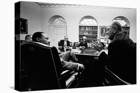 Lyndon Johnson Meeting with Civil Rights Leaders at the White House, March 16, 1966-null-Stretched Canvas