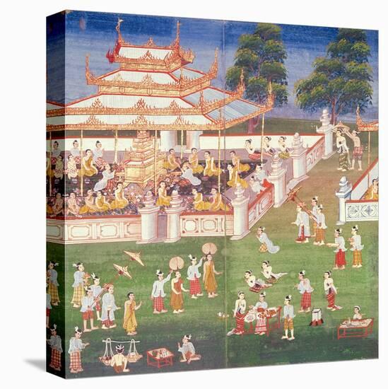 Ma 565 Monks at their Annual Meeting in June in Mandalay, from the Nimi Jataka, 1869-null-Premier Image Canvas