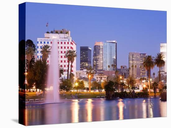 Macarthur Park Lake and City Skyline, Los Angeles, California, United States of America-Richard Cummins-Premier Image Canvas