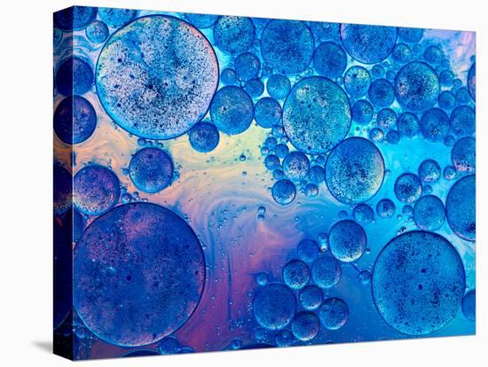 Macro of Oil Drops and Pigment on Water Surface with Bright Background-Abstract Oil Work-Premier Image Canvas