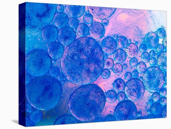 Macro of Oil Drops and Pigment on Water Surface with Bright Background-Abstract Oil Work-Premier Image Canvas