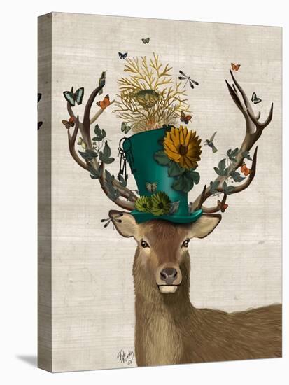 Mad Hatter Deer-Fab Funky-Stretched Canvas