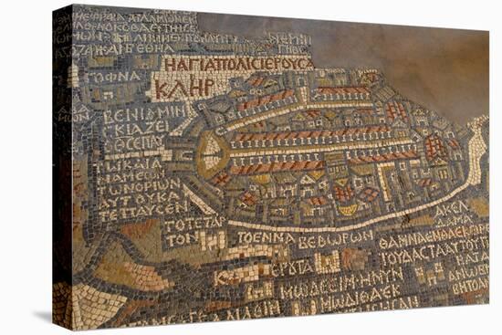 Madaba Mosaic Map. Detail of Jerusalem, 542-570-null-Stretched Canvas