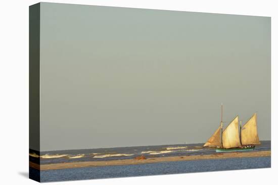 Madagascar, Morondava, Fisherman Boat with Large White Sails at Sea-Anthony Asael-Premier Image Canvas