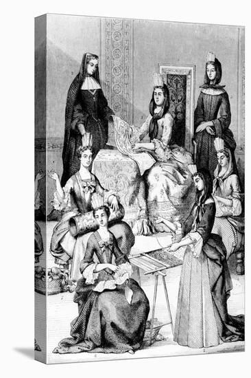 Madame De Saint-Cyr, a Nun, a Novice and Young Girls of the Four Classes (Engraving)-after Chevignard-Premier Image Canvas