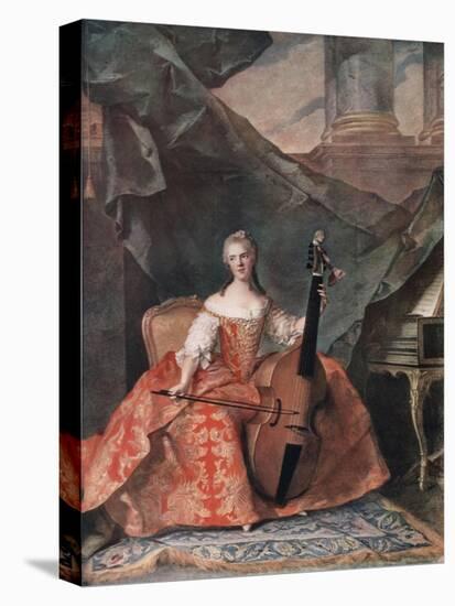 Madame Henriette De France in Court Costume Playing a Bass Viol, 1754-Jean-Marc Nattier-Premier Image Canvas