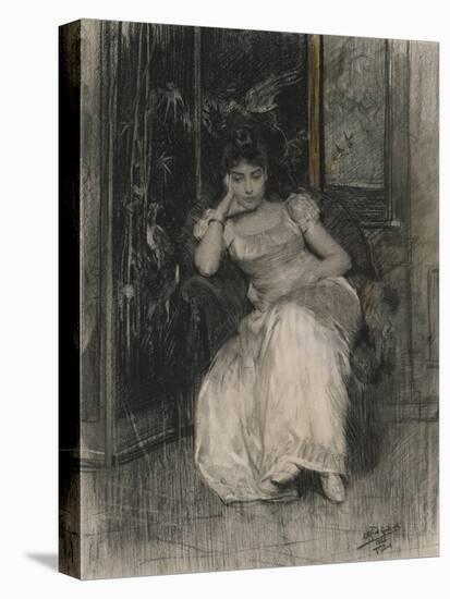 Mademoiselle De Clermont-Tonnerre, 1865 (Black Chalk & W/C over Graphite on Wove Paper)-Alfred Emile Stevens-Premier Image Canvas