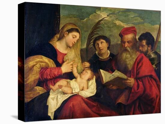 Madonna and Child with Ss. Stephen, Jerome and Maurice-Titian (Tiziano Vecelli)-Premier Image Canvas