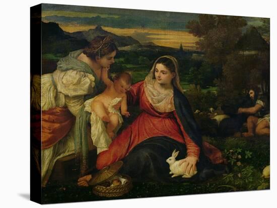Madonna and Child with St. Catherine (The Virgin of the Rabbit) circa 1530-Titian (Tiziano Vecelli)-Premier Image Canvas