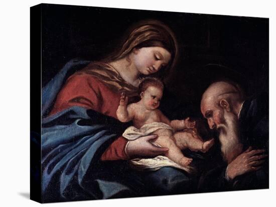 Madonna with Child and Saint Benedict (Oil on Canvas, 1670)-Luca Giordano-Premier Image Canvas