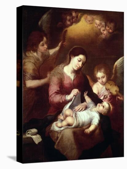 Madonna Wrapping the Christ Child in Swaddling Robes-Bartolome Esteban Murillo-Premier Image Canvas