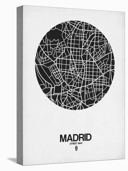 Madrid Street Map Black on White-NaxArt-Stretched Canvas