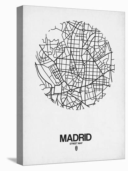 Madrid Street Map White-NaxArt-Stretched Canvas