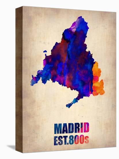 Madrid Watercolor Map-NaxArt-Stretched Canvas