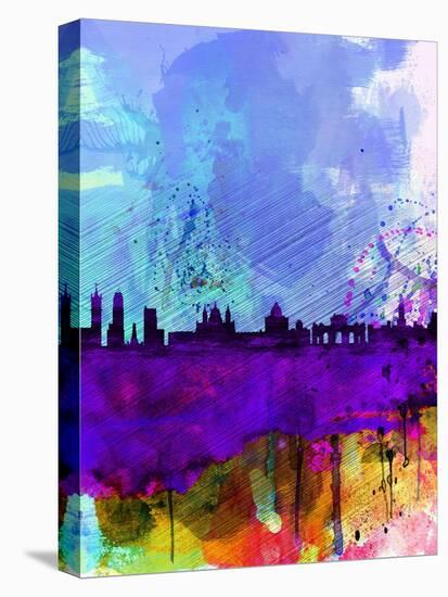Madrid Watercolor Skyline-NaxArt-Stretched Canvas