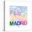 Madrid Watercolor Street Map-NaxArt-Stretched Canvas