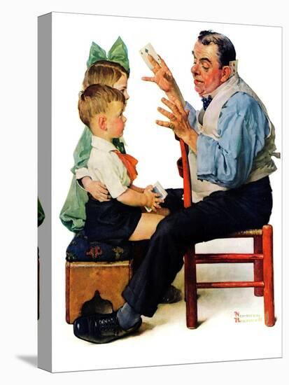 "Magician" or "Card Tricks", March 22,1930-Norman Rockwell-Premier Image Canvas