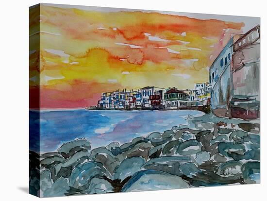 Magnificient Mykonos Sunset Little Venice Greece-Markus Bleichner-Stretched Canvas