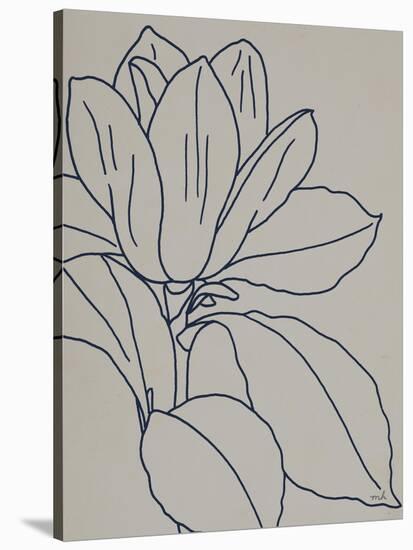 Magnolia Line Drawing v2 Gray Crop-Moira Hershey-Stretched Canvas