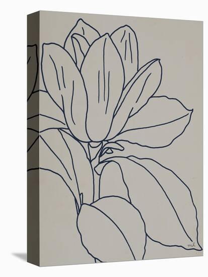 Magnolia Line Drawing v2 Gray Crop-Moira Hershey-Stretched Canvas