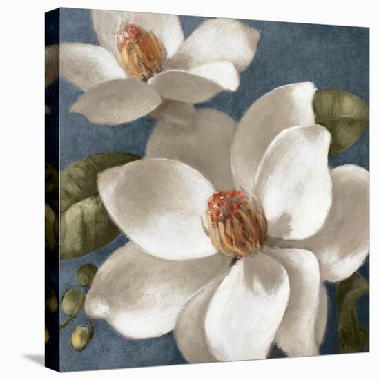 Magnolias on Blue I-Lanie Loreth-Stretched Canvas