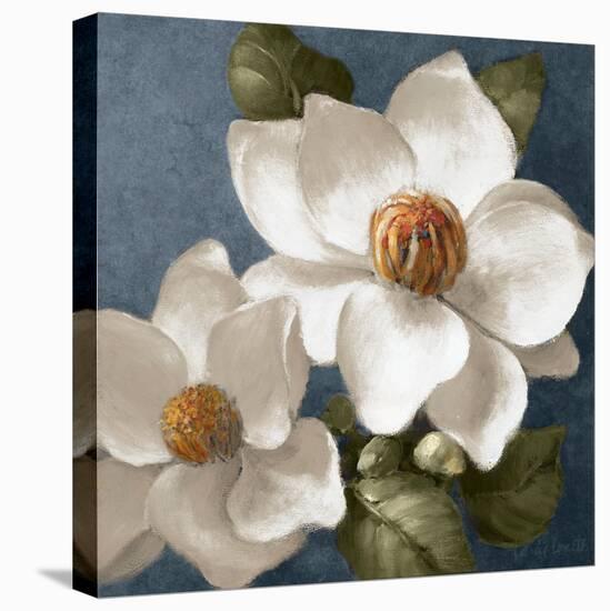 Magnolias on Blue II-Lanie Loreth-Stretched Canvas