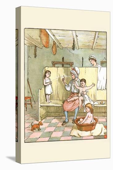 Maid Washes the Babies in the Laundry Room-Randolph Caldecott-Stretched Canvas