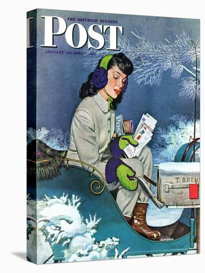 "Mail Delivery by Sleigh," Saturday Evening Post Cover, January 29, 1944-Alex Ross-Premier Image Canvas