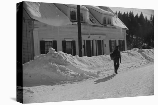 Mailman Delivering Mail after Heavy Snowfall, Rear View, Vermont, 1940-Marion Post Wolcott-Premier Image Canvas