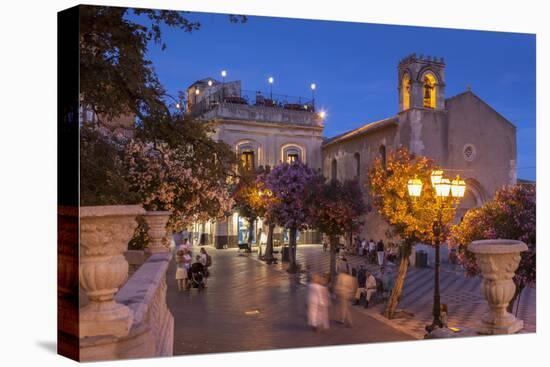 Main Square at Dusk, Taormina, Sicily, Italy, Europe-John Miller-Premier Image Canvas