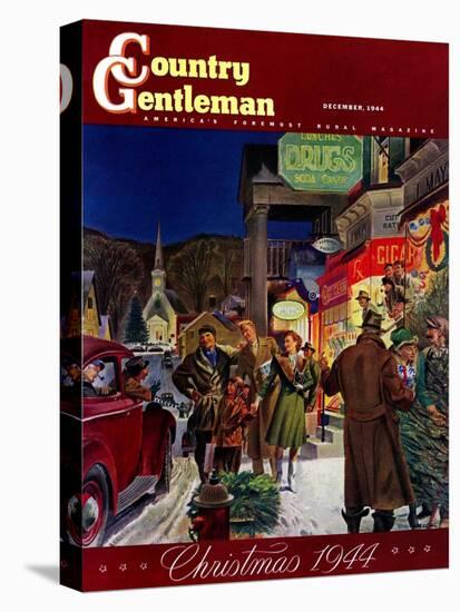 "Main Street at Christmas," Country Gentleman Cover, December 1, 1944-Peter Helck-Premier Image Canvas