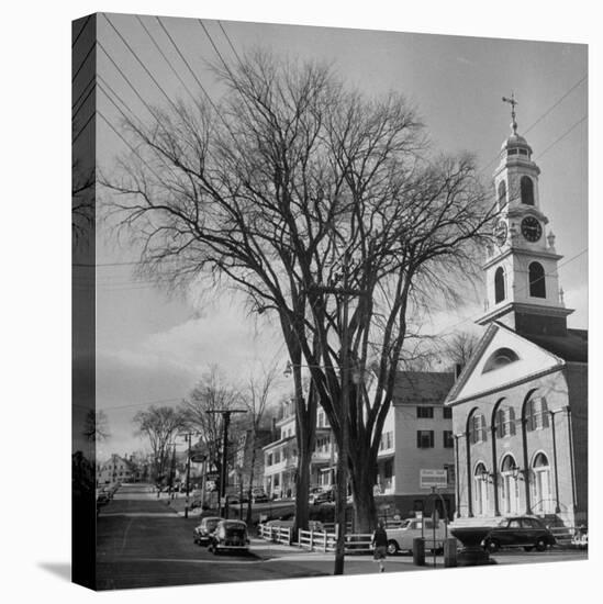 Main Street in Small New England Town, Showing Church, Stores, Etc-Yale Joel-Premier Image Canvas