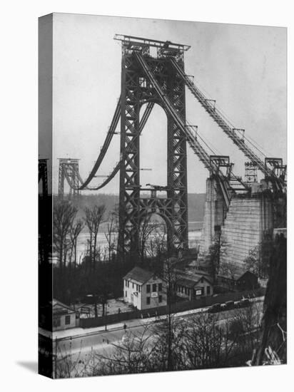 Main Towers and Cables of the George Washington Bridge under Construction-null-Premier Image Canvas