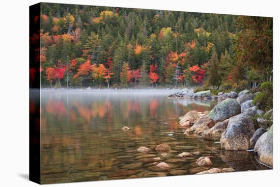 Maine, Acadia National Park, Fall Reflections with Fog at Jordon Pond-Joanne Wells-Premier Image Canvas