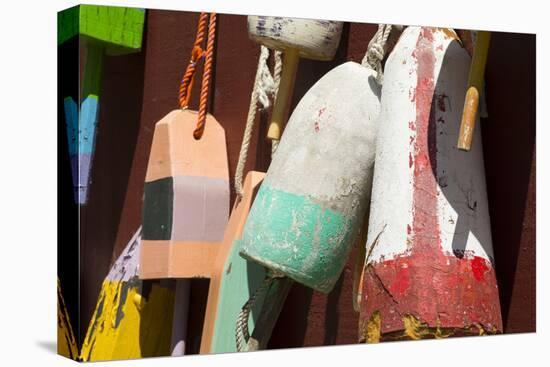 Maine, Bar Harbor. Colorful Lobster Trap Buoys Hanging on Wall-Cindy Miller Hopkins-Premier Image Canvas