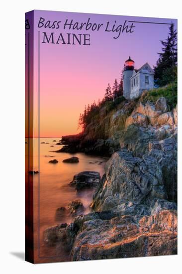 Maine - Bass Harbor Light-Lantern Press-Stretched Canvas