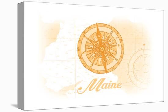 Maine - Compass - Yellow - Coastal Icon-Lantern Press-Stretched Canvas