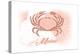 Maine - Crab - Coral - Coastal Icon-Lantern Press-Stretched Canvas