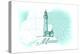 Maine - Lighthouse - Teal - Coastal Icon-Lantern Press-Stretched Canvas