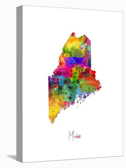 Maine Map-Michael Tompsett-Stretched Canvas