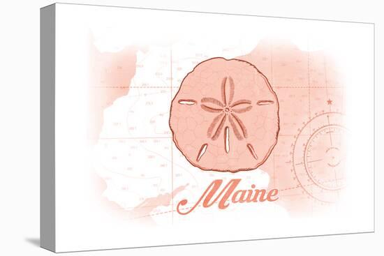 Maine - Sand Dollar - Coral - Coastal Icon-Lantern Press-Stretched Canvas