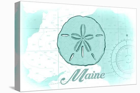 Maine - Sand Dollar - Teal - Coastal Icon-Lantern Press-Stretched Canvas