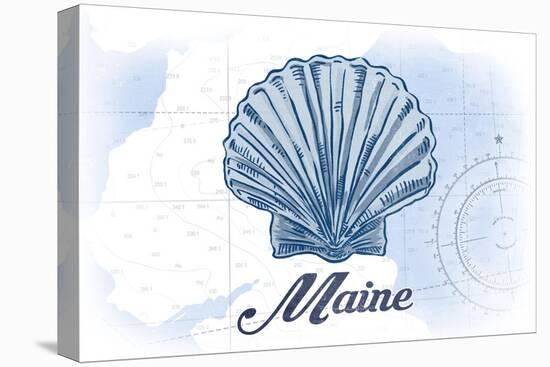 Maine - Scallop Shell - Blue - Coastal Icon-Lantern Press-Stretched Canvas