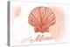 Maine - Scallop Shell - Coral - Coastal Icon-Lantern Press-Stretched Canvas