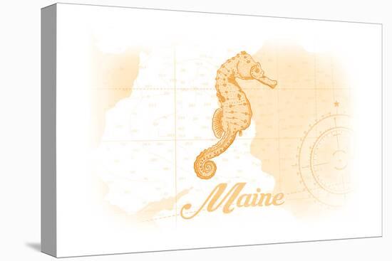 Maine - Seahorse - Yellow - Coastal Icon-Lantern Press-Stretched Canvas